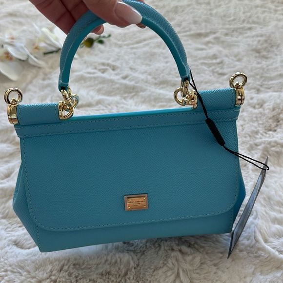 Dolce & Gabbana Small Miss Sicily Leather Satchel Sky Blue - Picture 2 of 14